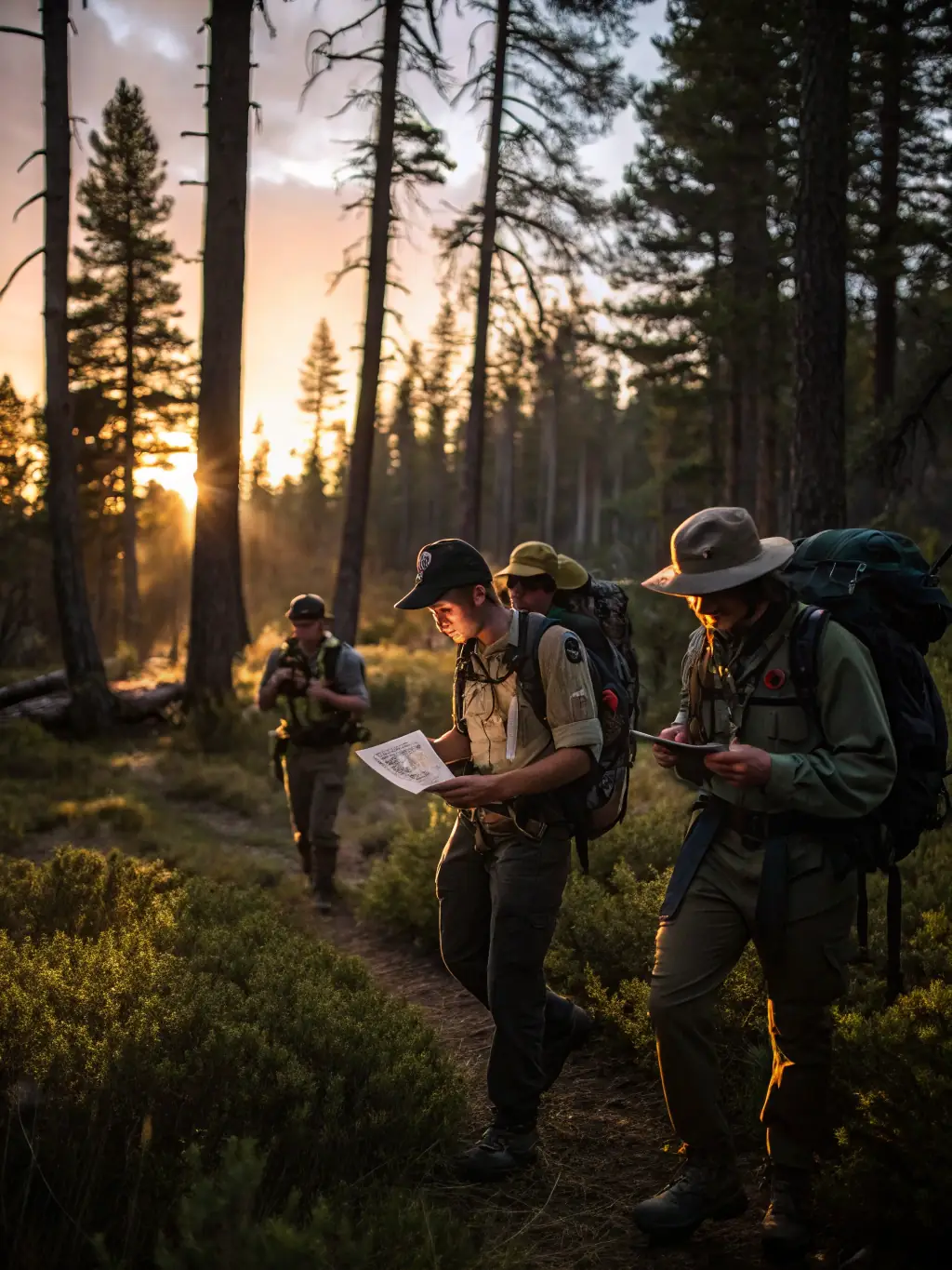 A vibrant photo of participants navigating through a forest during an orienteering event organized by Challenge Vendée Orientation, showcasing teamwork and outdoor adventure.