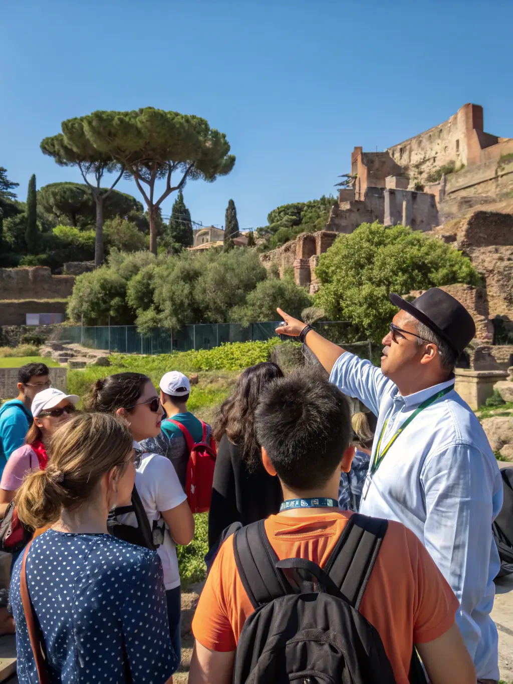 A group of people on a guided tour of a historical site, showcasing the excursions and cultural trips organized by AMICALE LAIQUE DE MAROMME.